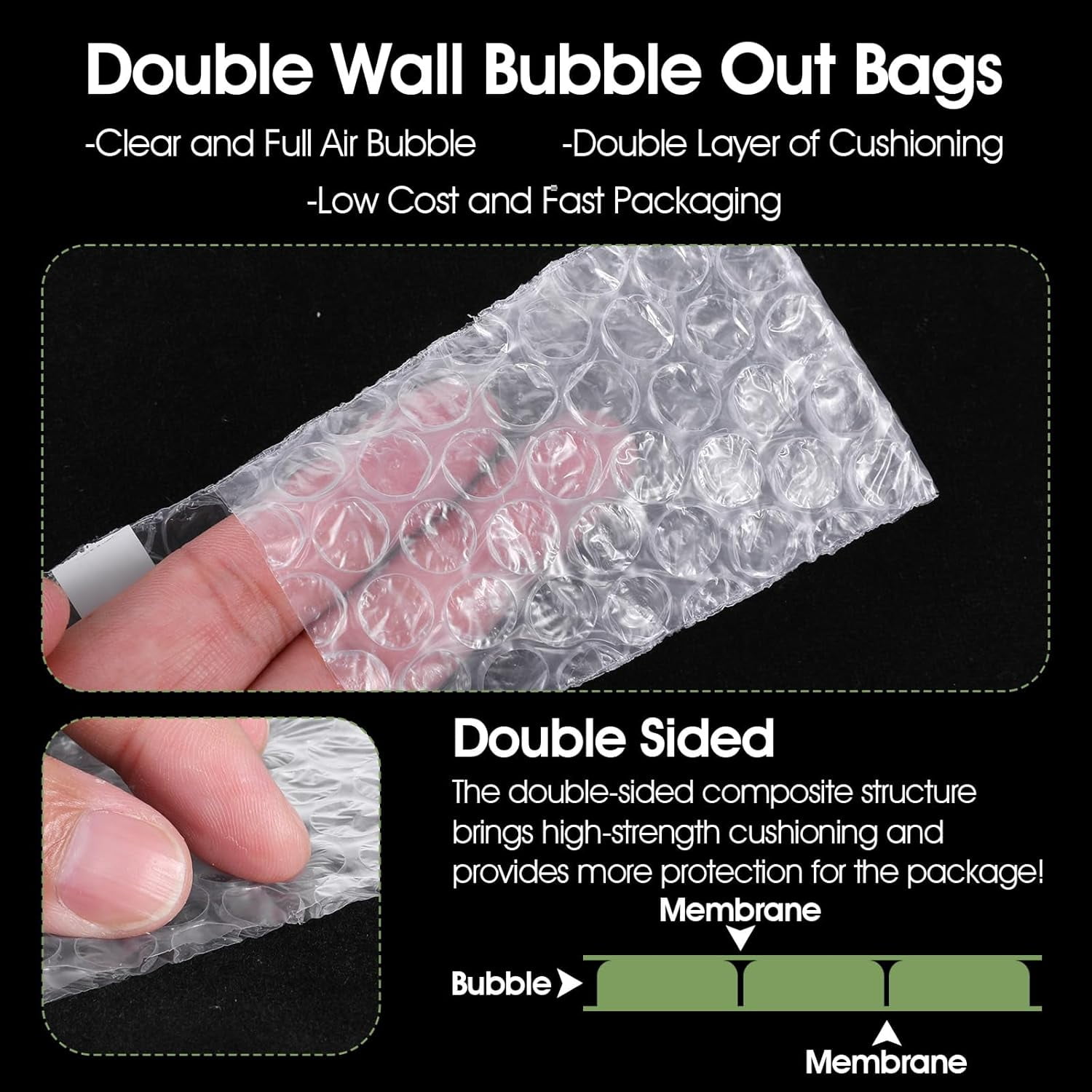 300Pcs Clear Bubble Wrap Bags, 2.16 x 3.3 Inch Self-Sealing Double Wall Bubble Pouches for Moving, Shipping, and Storage