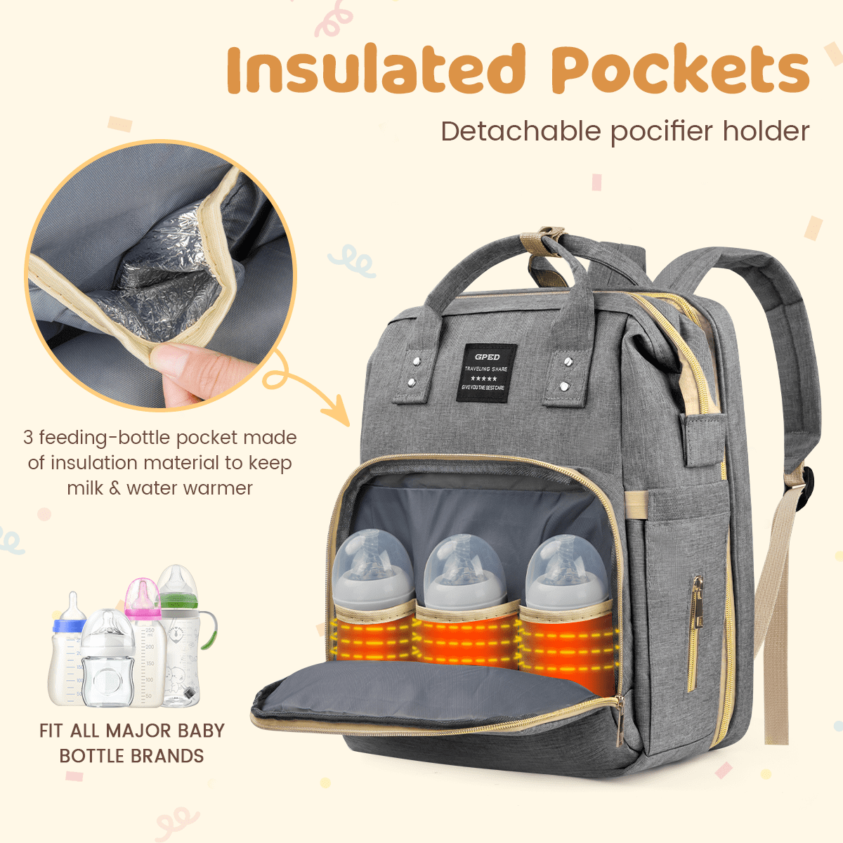 Waterproof Diaper Backpack with Crib, Multifunctional Baby