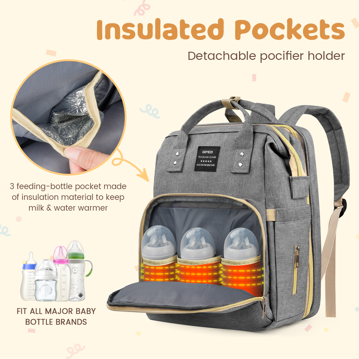 GPED Diaper Bag Backpack with Foldable Crib photo 7