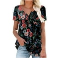 thumbnail image 1 of Tops de Mujer Blusa Casual Elegante Túnica Cuello Redondo Camisetas Estampadas Florales Manga Corta Plisada Con Dobladillo Con Volantes Odeerbi ODB163419, 1 of 8