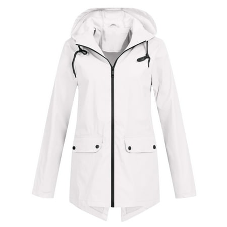 

Fsqjgq Polish Jacket Hooded Women Plus Casual Solid Size Jacket Outdoor Coat Loose Windproof Women s Coat Plus Size Maternity Hoodie Polyester White L