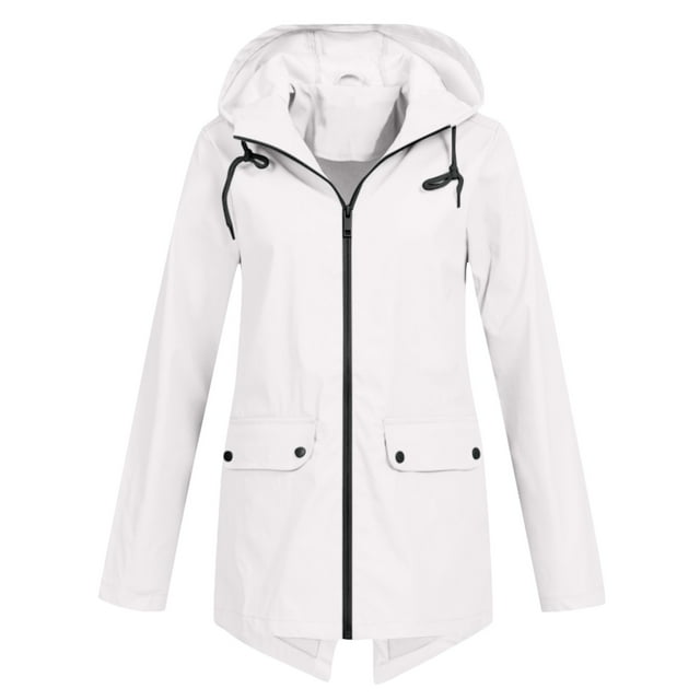 Veste Décontractée pour Femme, Unie, Extérieure, Grande Taille, à Capuche, Coupe-Vent, Ample