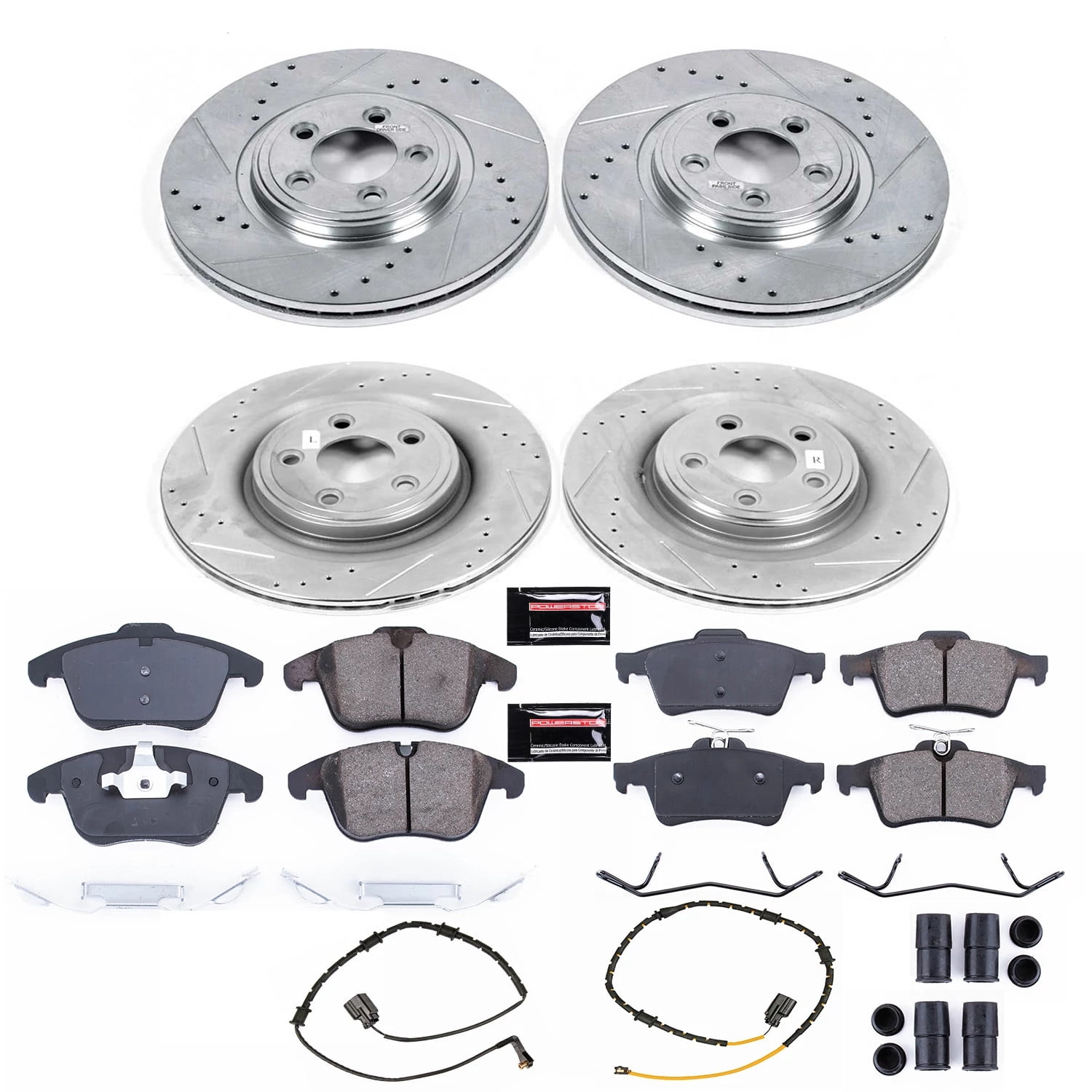Power Stop Front and Rear Ceramic Brake Pad and Drilled & Slotted Rotor Kit K7592