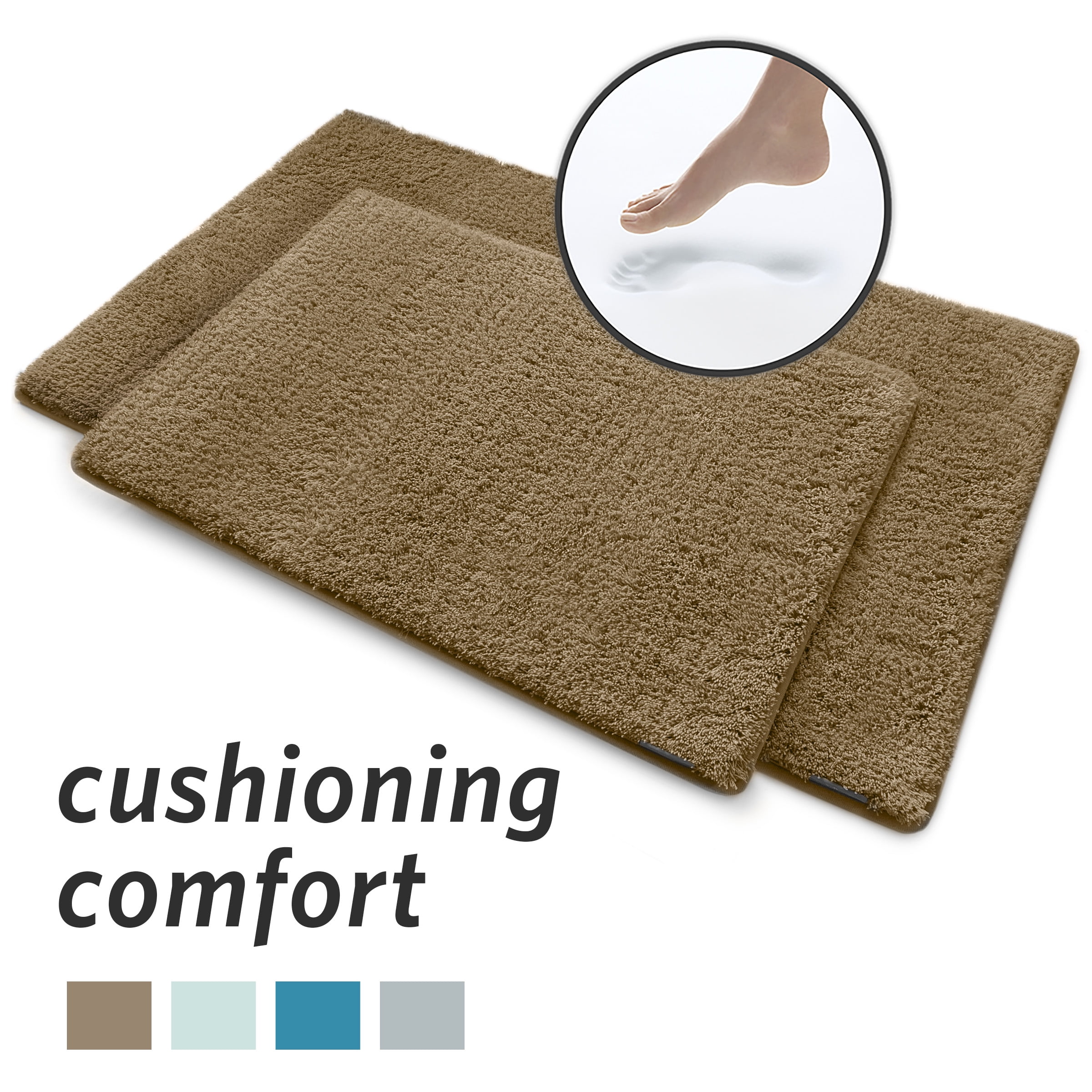 MICRODRY Soft & Cozy Memory Foam Bath Mat with GripTex Skid Resistant