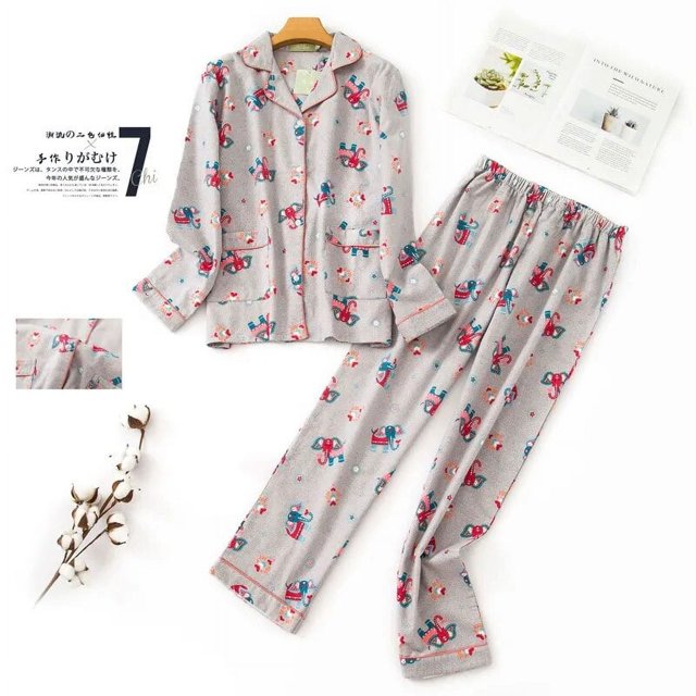 Conjunto de pijamas de franela de algodón para mujer, ropa de dormir de varios colores, de manga larga, pantalones largos, de talla S-3xl