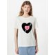 thumbnail image 2 of Camiseta elegante con estampado de corazón para mujer: suave, cuello redondo, manga corta, informal, con detalle acanalado, ideal para primavera y verano. Para adultos, hombres, mujeres, adolescentes,, 2 of 7