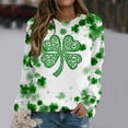 thumbnail image 2 of Chandail de la Saint-Patrick pour Femmes, Haut à Manches Longues Imprimé Décontracté avec Graphique de Trèfle, Chandail à Col Rond pour Fêtes Festives, Tenue Décontractée, Superposition Printanière, 2 of 6
