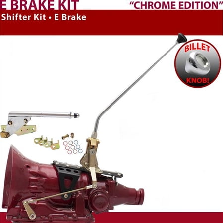 American Shifter C4 Shifter Kit Chrome 16 in. E Brake Push Button Floor Handle Billet Knob for F20B2