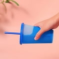 thumbnail image 3 of Vasos reutilizables con tapa y pajita - Paquete de 5 vasos acrílicos delgados de 16 oz para café frío, sin BPA | Vasos de plástico mate que cambian de color para niños y adultos, 3 of 5