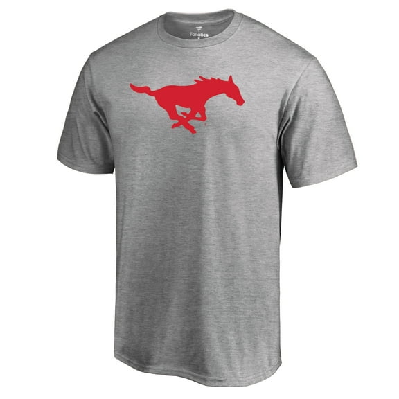 Men's Ash SMU Mustangs Primary Team Logo T-Shirt