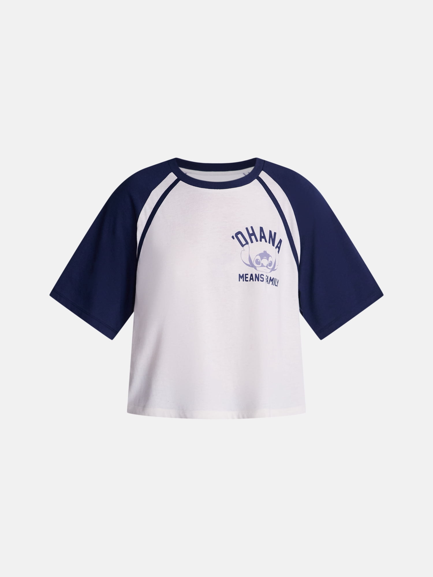 Disney Stitch Women’s Graphic Skimmer Raglan Tee with Short Sleeves, Sizes XXS-XXL