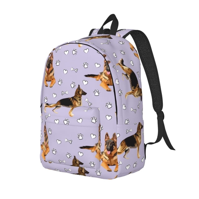 Balery German Shepherd Dog Mochila Clásica Impresa Básica para Viaje, Mochila Escolar Resistente al Agua, Mochila de Lona con Correas Ajustables-Medium