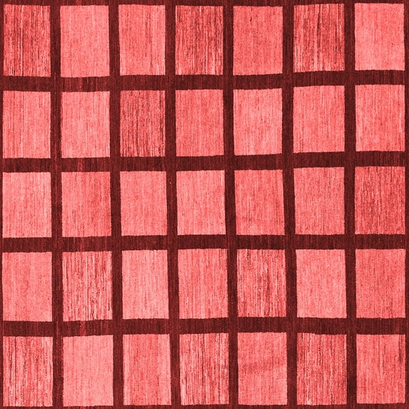 Ahgly Company Indoor Square Checkered Red Modern Area Rugs, 3' Square