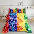 thumbnail image 2 of Manfei Ink Rainbow Queen Comforter Set, Modern Oil Printing Comforter Sets Queen, Yellow Blue, Black Reversible, 3-Piece, 1 Comforter and 2 Pillowcases, 2 of 7