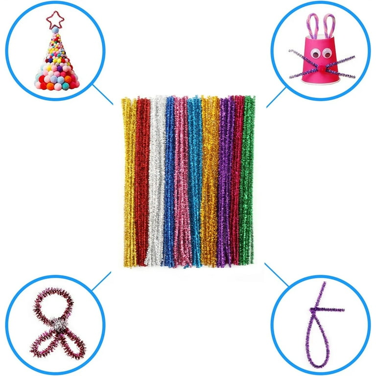 Pipe Cleaners Craft Supplies - 300Pcs 10 Colors Glitter Pipe