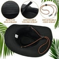 thumbnail image 3 of EINSKEY Straw Cowboy Hats for Men, Western Cowgirl Hat Women Wide Brim Fedora for Beach,Black, 3 of 7