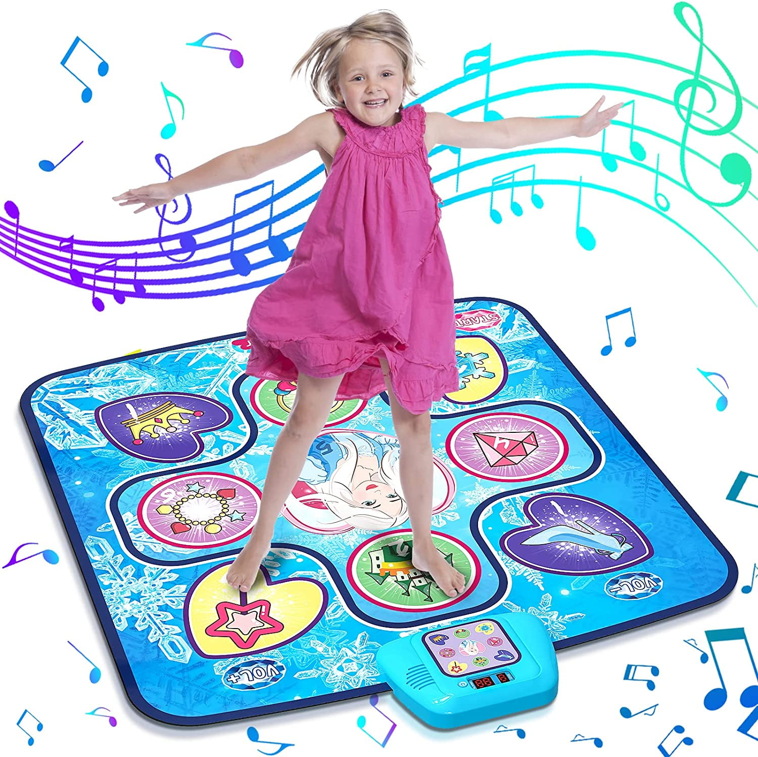Dezomia Kids Dance Mat 39.37 x 33.85 Electronic Musical Play Mats Pink Dance Pad Non-Slip Dancing Floor Mat Game Toy with 5 Game Modes， Easter Birthday Gifts for Ages 3-12 Girls Kids Toys 