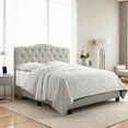 thumbnail image 2 of Gewnee Gray Queen Platform Bed,Linen Fabric Padded Headboard,Solid Wood Slat Support & Sturdy Construction,Ideal for Bedroom,Box Spring Required, 2 of 8