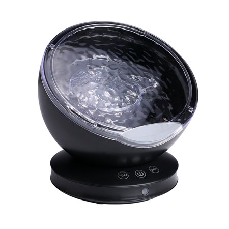 

Night Light Projector with 7 Colors Ocean Wave Mood Lamp with Built-in Speaker Music Player for Baby Bedroom Living Room Black
