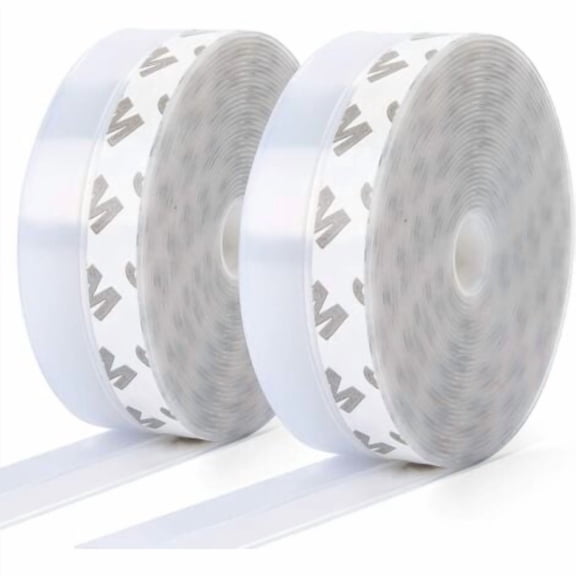 10m×25mm 2 Pack Silicone Seal Strip, Self-Adhesive Door and Window Seal, Transparent Door Bottom Seal for Dustproof, Weatherproof, Soundproof - 10m