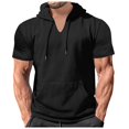 thumbnail image 4 of Zylarhe Men T Shirts Mens Summer Fashion Leisure Sports Solid Color Hoodie Pullover Shirt T Shirt Top Blouse Mens Compression Shirt, 4 of 8