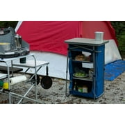 خزانة Ozark Trail 3 رف قابلة للطي مع سطح طاولة ، أزرق ، 23 لتر × 19 واط