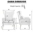 thumbnail image 3 of Newnno Mid-Century Velvet Removable Cushions Armchair with Armrest, White (Set of 2), 3 of 6