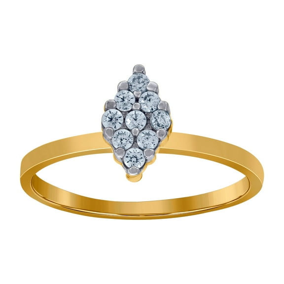 10k Two-tone Gold Womens Cubic Zirconia Marquise Head Engagement Ring 8.4x1.5mm Wide Engagement Ring for Women