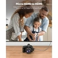 thumbnail image 4 of TianQi Câble Micro HDMI vers HDMI 4K 15 Pieds, 4K@60Hz HDR, Cordon Micro HDMI Compatible pour Appareil Photo Reflex Numérique, Raspberry Pi, GoPro Hero vers Télé, Portable, Ordinateur, Moniteur, pour Vidéo, Audio, Image, Diffusion Gris, 4 of 5