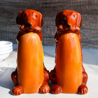  Fine Porcelain Ceramic Dachshund Dogs Salt and Pepper Shakers  Set, 5 L: Home & Kitchen