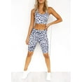 thumbnail image 3 of Womens Yoga Outfits 2 Piece Set Workout Athletic Leopard Print Shorts Leggings and Sports Bra Set Gym Clothes, 3 of 4