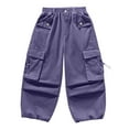 thumbnail image 2 of Fancifize Girls Parachute Cargo Pants Multi Pocket Joggers Pants Casual Baggy Trousers Streetwear Sizes 5-16Y, 2 of 5
