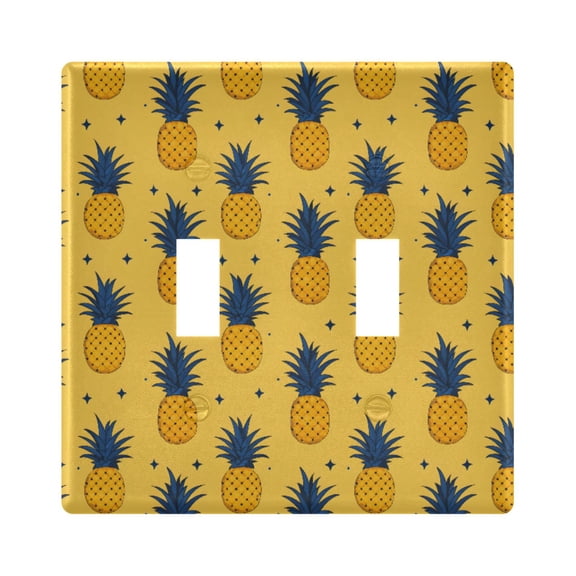 Pineapple Pattern Toggle Switch Wall Plate 2-Gang Unbreakable Durable PC Flush Fit Round Edge 4.48x4.56in