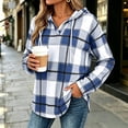 thumbnail image 5 of Hoodie for Women Long Sleeve Plaid Fall Winter Casual Sweatshirt Mid Length Drawstring Detail Relaxed Fit Stylish Everyday Sweatshirts, 5 of 9