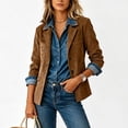 thumbnail image 5 of Zivyakyro Long Sleeve Women Blazer Button down Fall Women Jacket Casual Loose Faux Leather Plain Outerwear Brown L, 5 of 6