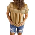 thumbnail image 3 of TRKIYQC Boho Camiseta de Manga Corta para Mujer Verano, Jacquard Eyelet Hollow Out Camiseta de Cuello Redondo Casual Tops TRKIYQC moda, 3 of 7