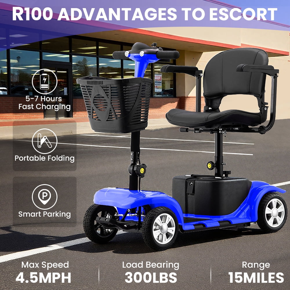 Arshin Upgrade 4 Wheels Mobility Scooters for Seniors & Adult,All Terrain Motorized Scooters with 300 lbs,Blue