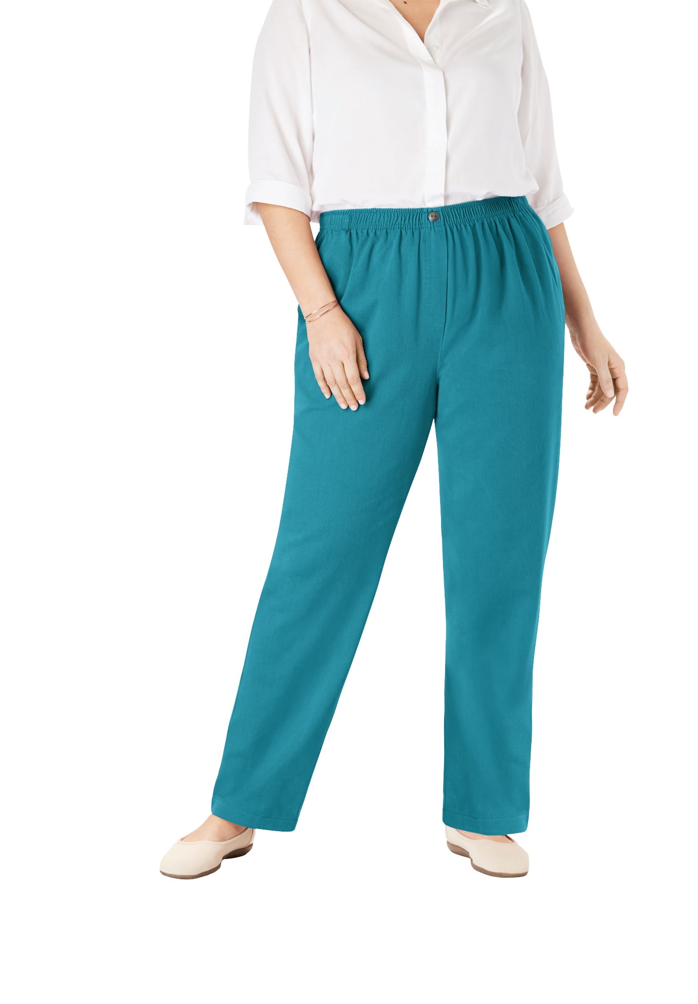 plus size cotton pants elastic waist