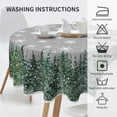 thumbnail image 4 of Christmas Tablecloth Round 60 Inch Winter Rustic Watercolor Tree Snowflakes Grey Green Nature Forest Print Decorative Washable Polyester Table Cloth for Party Picnic Home Kitchen Decor, 4 of 6
