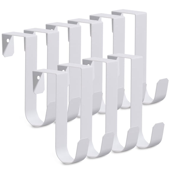 9 Pack White Over The Door Hooks with Soft Rubber Padding, Heavy Duty Stainless Steel Door Hangers for Towels, Clothes, Coats & Robes, No Scratch Hooks for Bathroom, Bedroom, Closet & Dorm