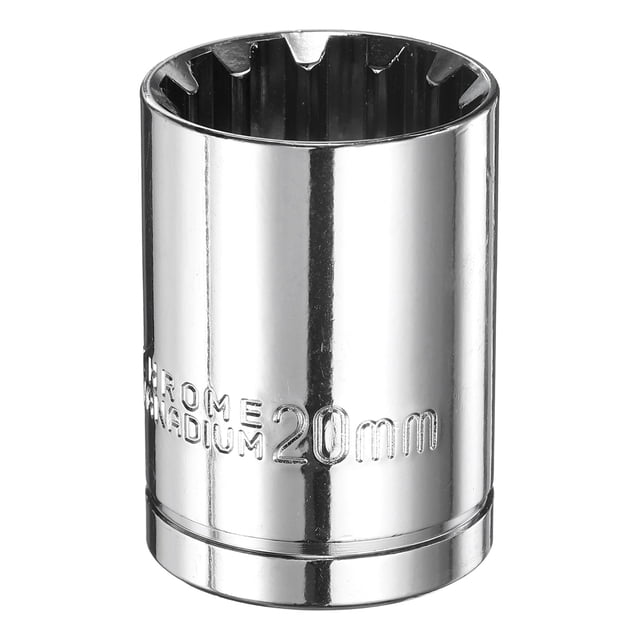 12 Point Socket 1/2" Drive by 20mm Metric CR-V Steel Shallow Sockets