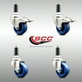 thumbnail image 2 of 3 Inch 316SS Solid Poly Swivel 1-1/8 Inch Expanding Stem Caster Set 2 Lock Brake, 2 of 2