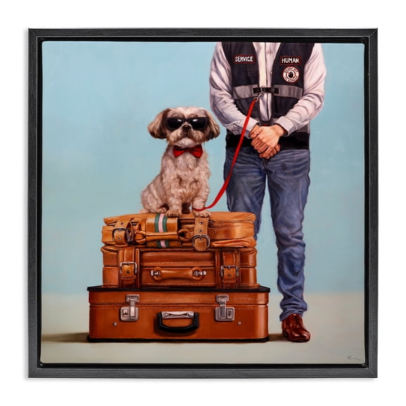 Stupell Industries Eclectic Funny Service Human Dog Black Floating Frame Canvas Art, 18 x 18, by Lucia Heffernan