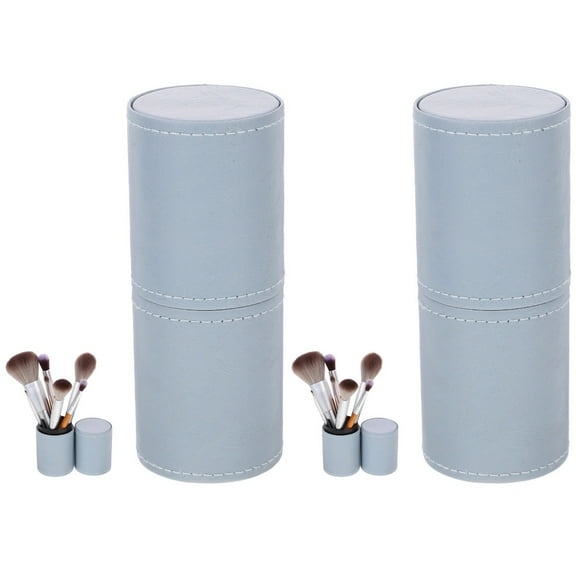 Makeup Brush Holder Eyebrow Organizer Travel 2 Count Pencil Portable Pu Cosmetic Storage Vanity Desk