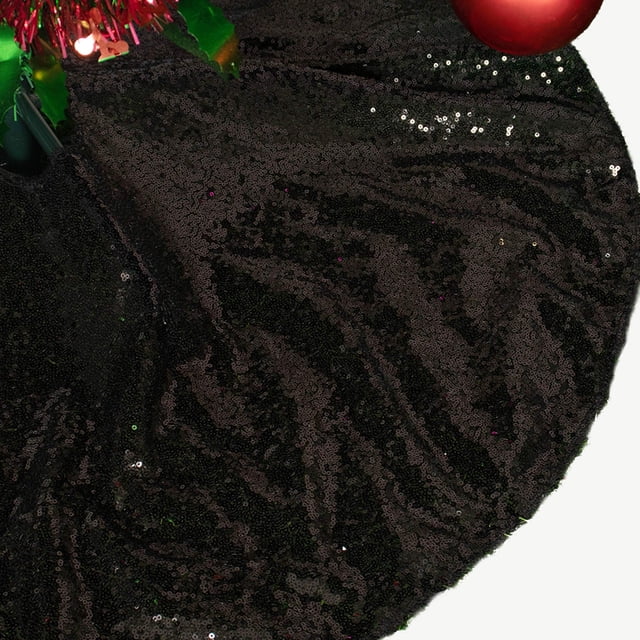 Falda de árbol de Navidad AMZLOKAE lentejuelas negras 122 cm