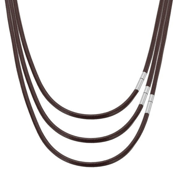 Uxcell 16"/18"/20" Leather Necklace Cord 0.12" Braided Leather Cord Brown/Silver