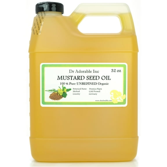 Dr Adorable - 32 oz - Mustard Seed Oil - Unrefined 100% Pure Organic Cold Pressed Natural