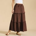 thumbnail image 6 of Besolor Summer Skirts for Women Boho Ruffle Tiered Maxi Skirt Drawstring High Waisted a Line Flowy Long Skirt, 6 of 9