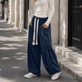 thumbnail image 7 of DORKASM Corduroy Pants Women Elastic Waist Loose Fit Soft Balloon Trousers High Waist Baggy Comfy Sweatpants Drawstring Trendy Fall Winter Harem Pants with Pockets Navy XL, 7 of 7