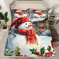 thumbnail image 2 of Manfei Christmas Snowman Child Bed Sheets, Rustic Farmhouse Cabin King Sheets, Winter Western Festival Sheet Set, Super Cozy Room Decor, 4-Piece, 2 of 7